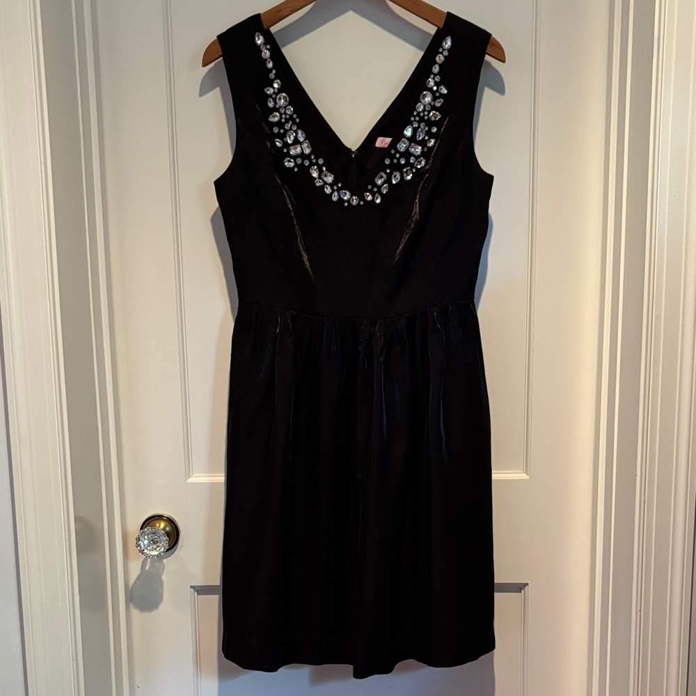 Lilly Pulitzer bejeweled cocktail dress / little black dress with rhinestones